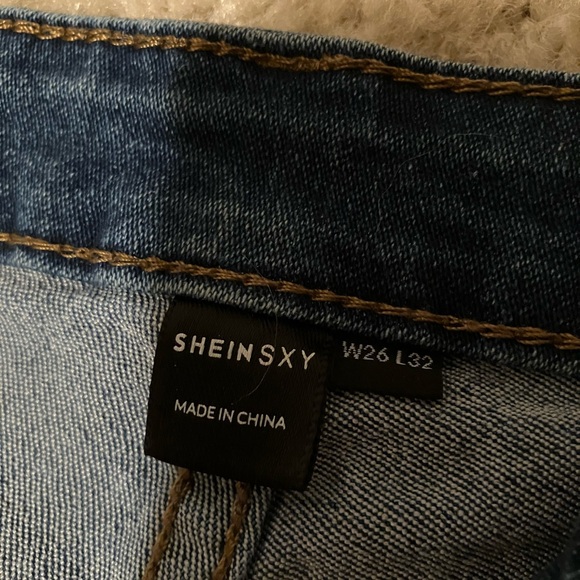 SHEIN Dark Blue Distressed Wide Leg Jeans - Picture 4 of 4